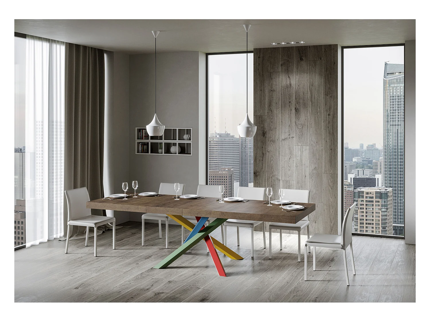 Ausziehtisch 180/440x90 cm Volantis Premium Walnuss mehrfarbig Beine 4/B