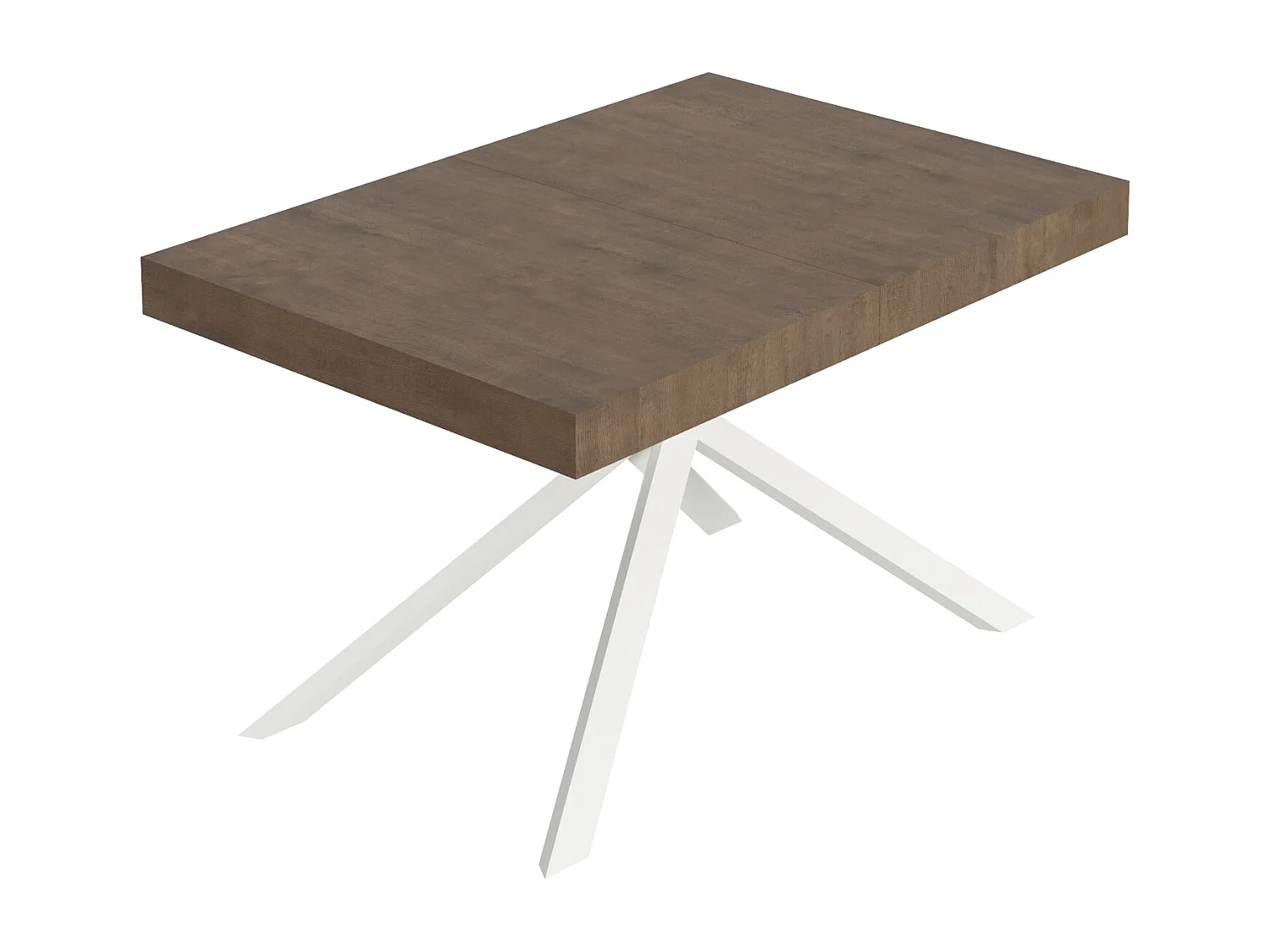 Niket udtræksbord i valnød 120/380x90 cm med hvide ben