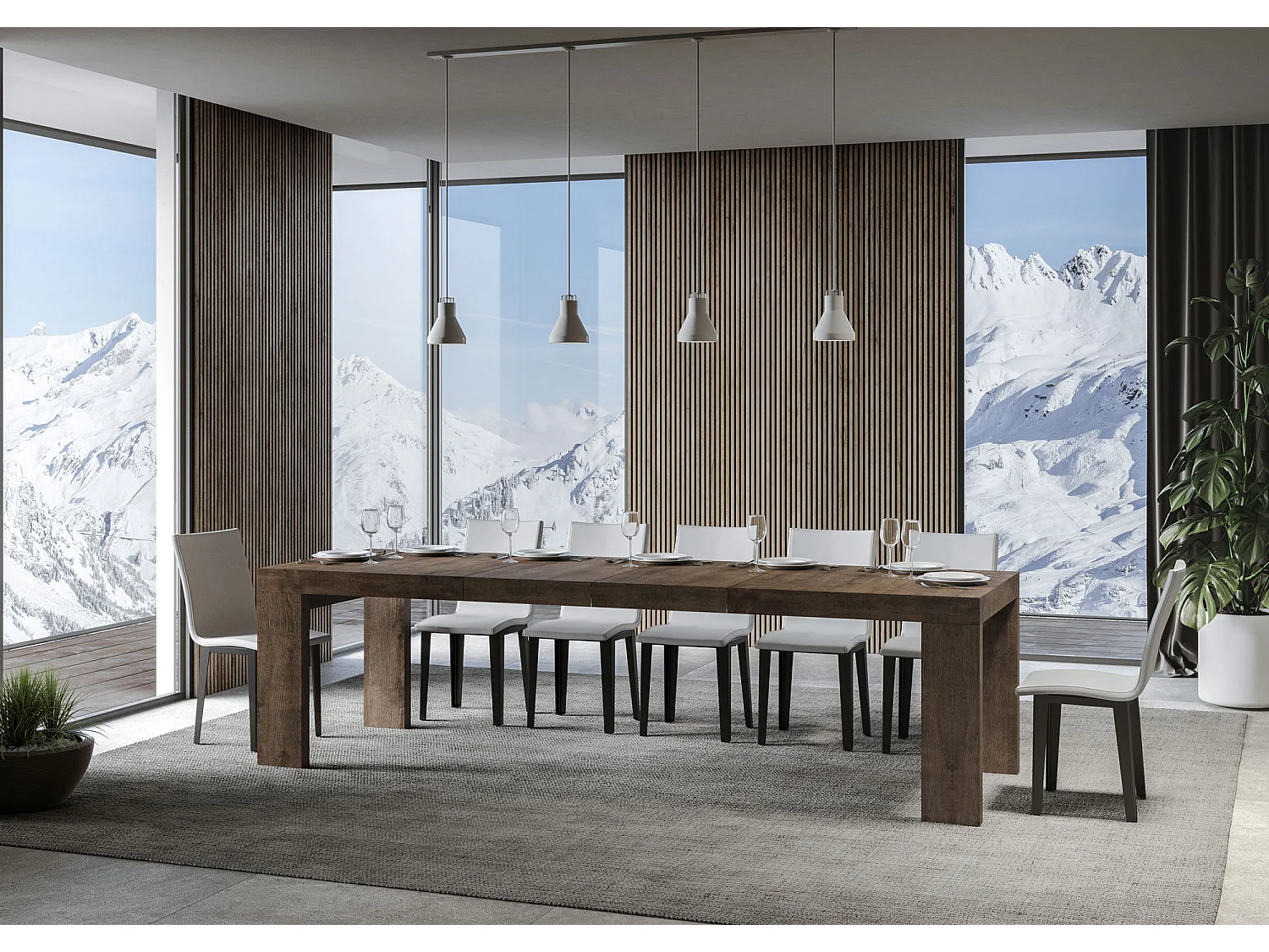 Mesa extensible 90x200/460 cm Roxell Premium Nogal