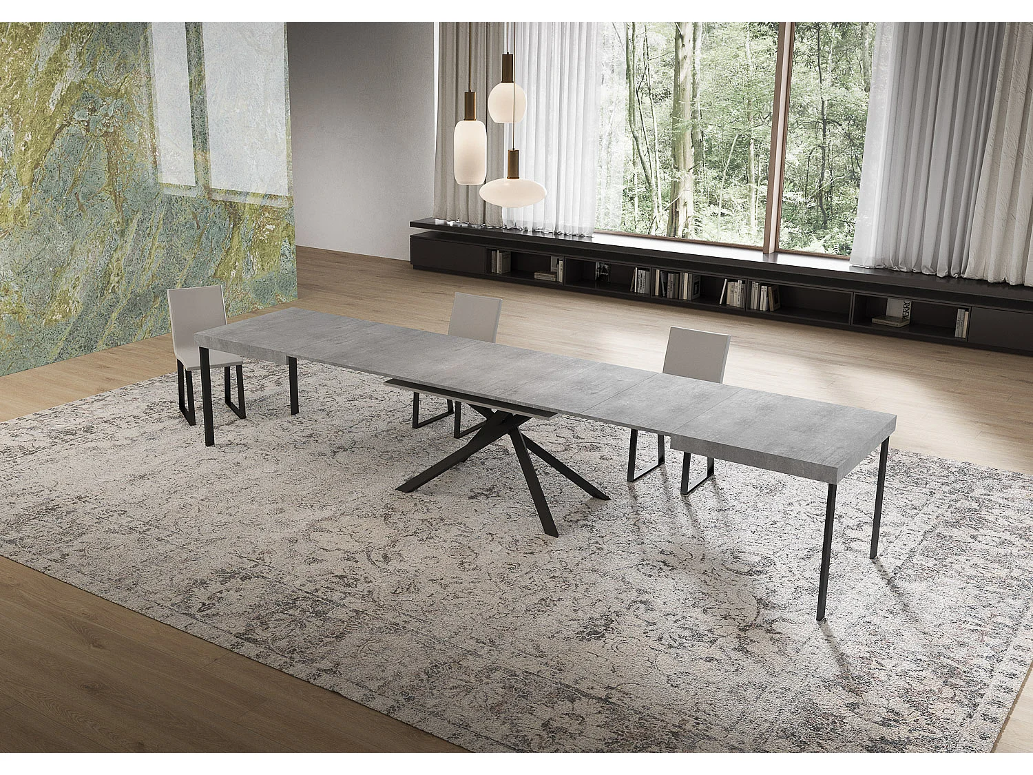 Itamoby Tavolo allungabile 90x160/420 cm Niket cemento gambe antracite