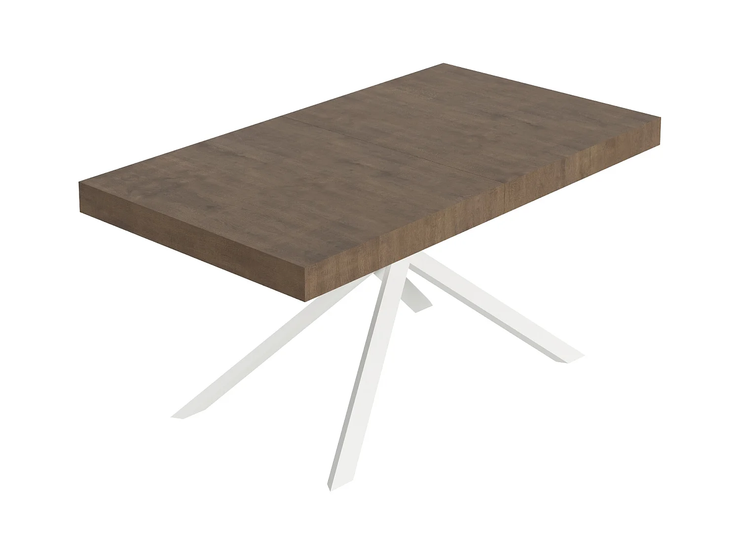 Table extensible 80x160/244 cm Niket noyer pieds blanc