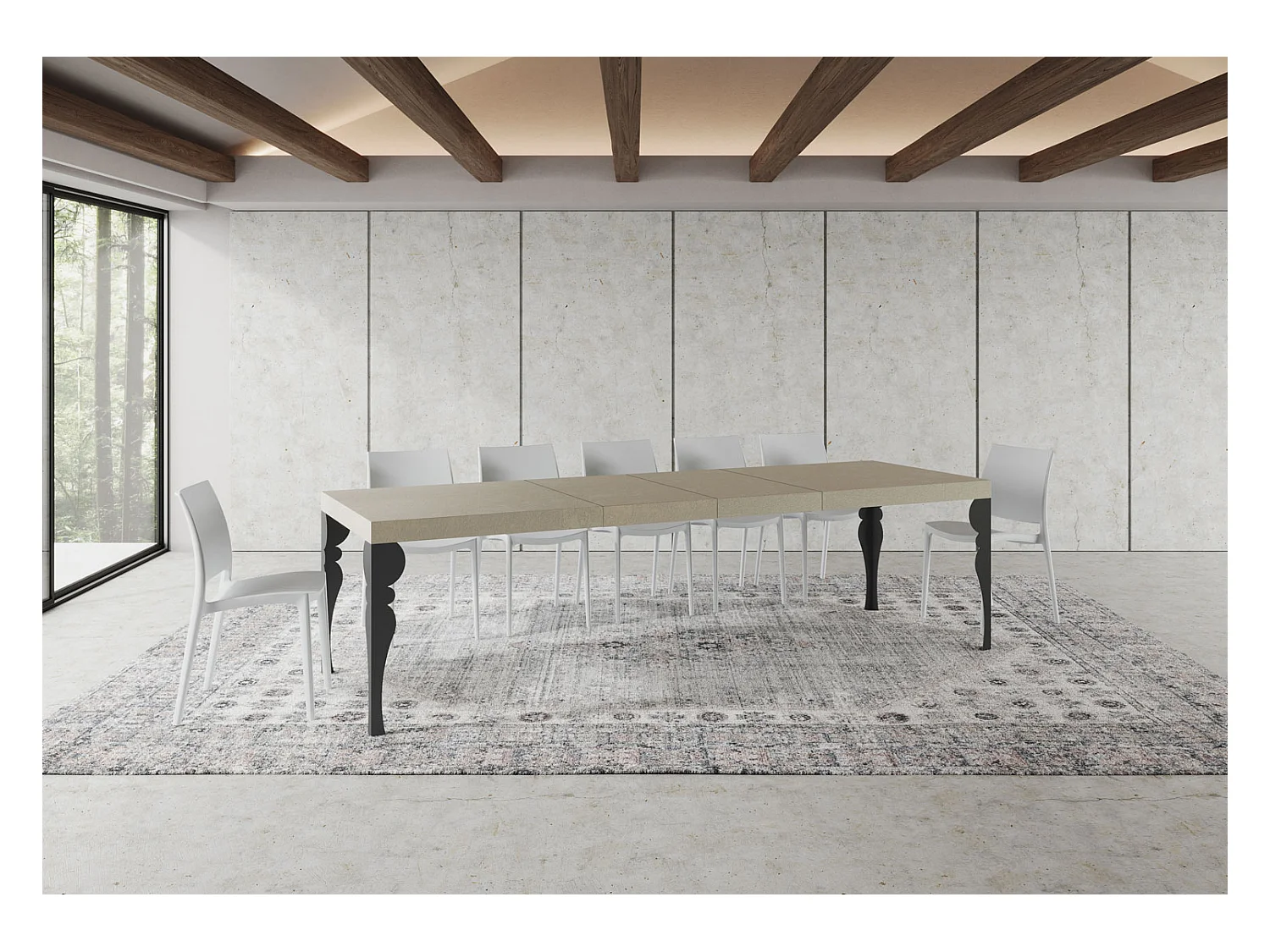 Ausziehtisch 200/460x90 cm Paxon Premium Kaschmir Beine anthrazit