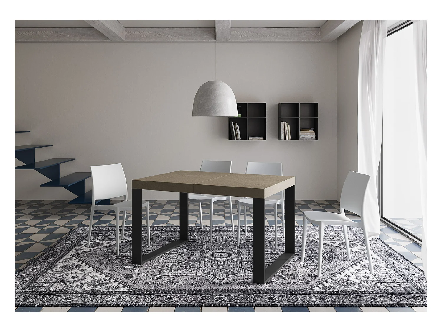 Itamoby Tavolo allungabile 90x120/224 cm Tecno Premium Tortora gambe antracite