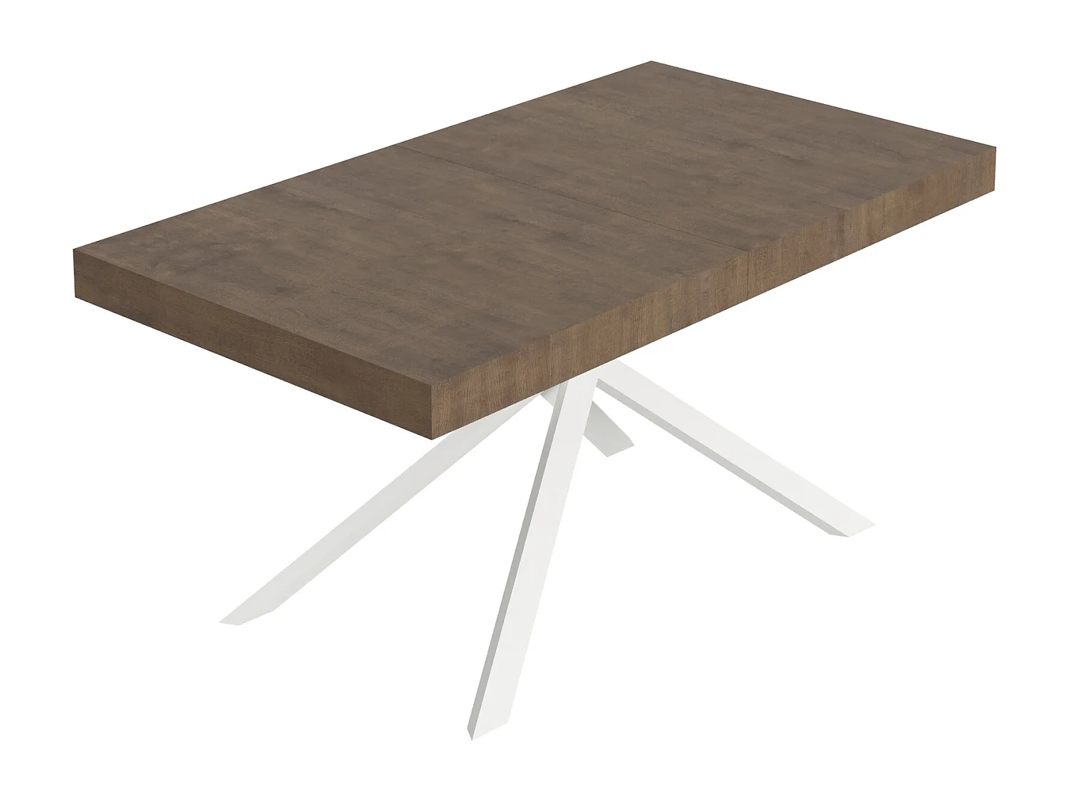 Niket udtræksbord i valnød 160/420x90 cm med hvide ben