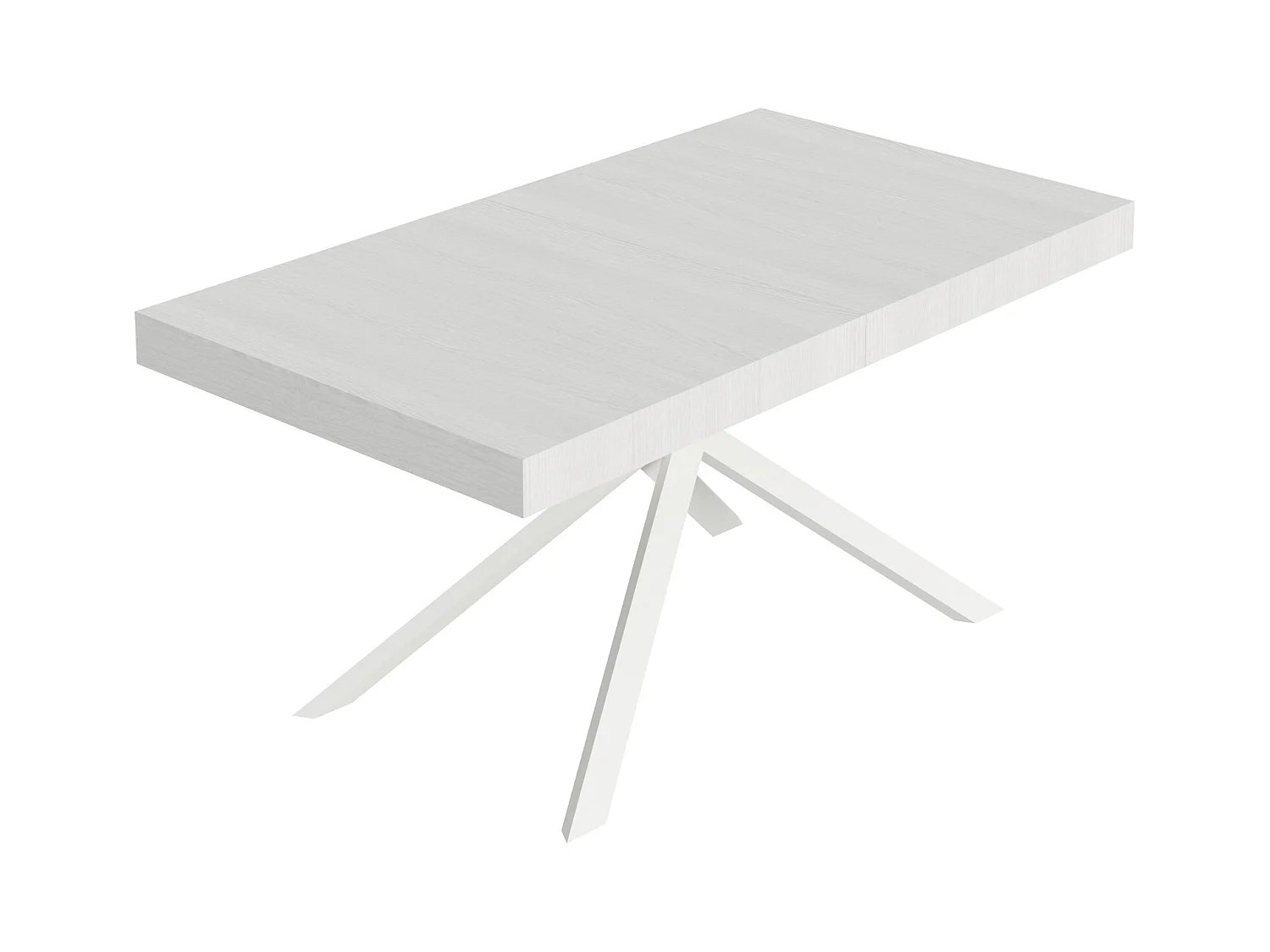 Niket uitschuifbare tafel 160/264x90 cm wit essen met witte poten