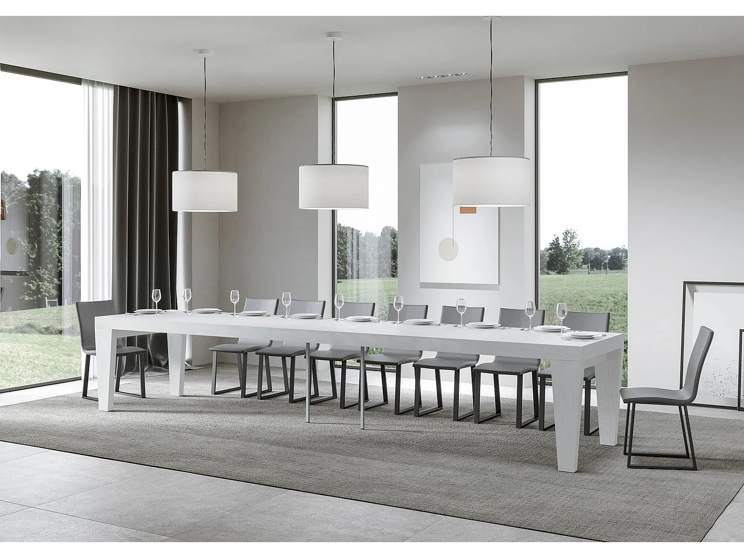 Table extensible 90x160/420 cm Spimbo Premium Frêne Blanc