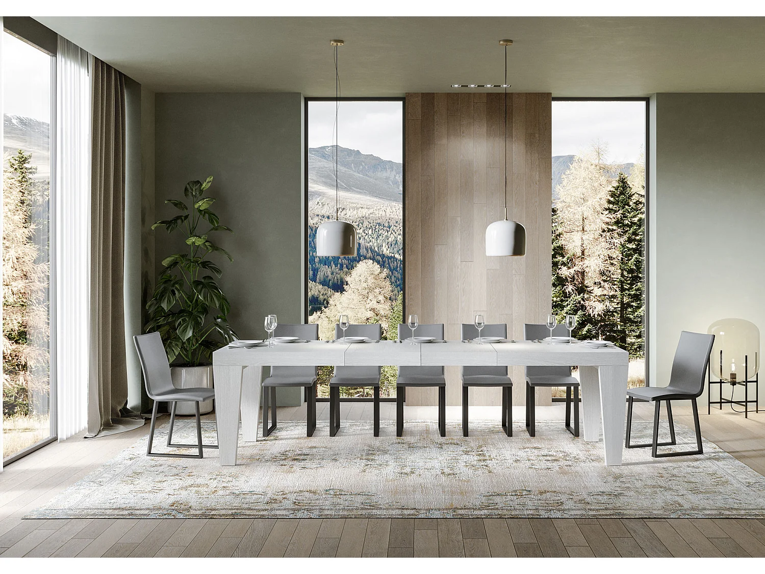 Ausziehtisch 160/420x90 cm Spimbo Premium Esche weiß