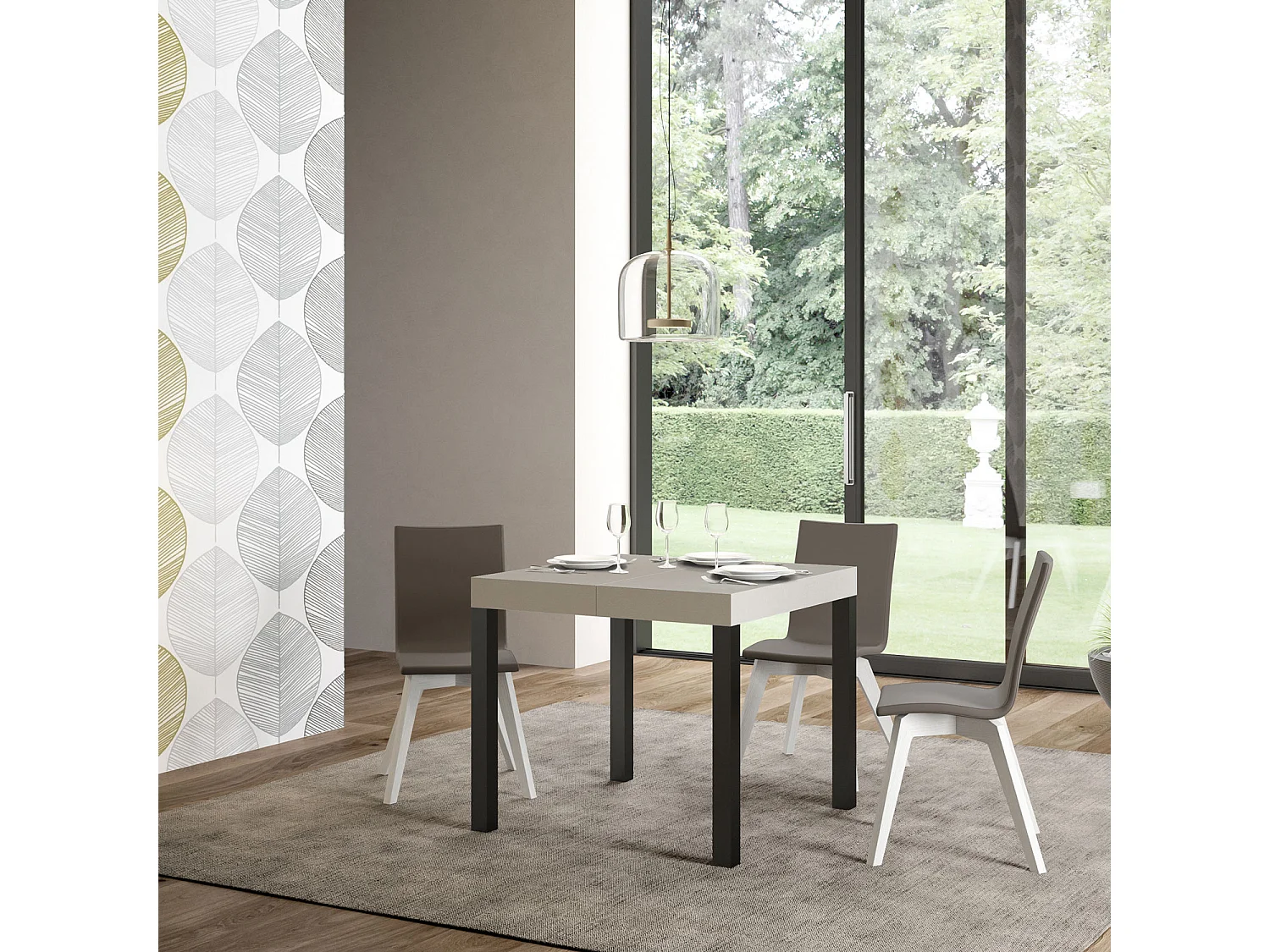 Mesa extensible 90x90/246 cm Everyday Premium cachemira patas antracita