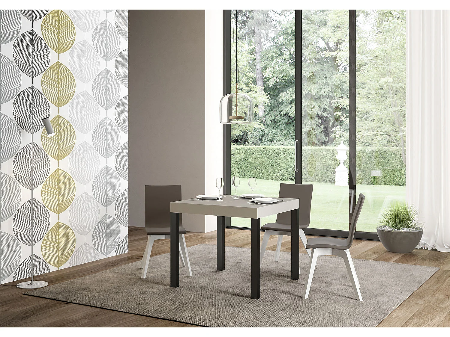 Mesa extensible 90x90/246 cm Everyday Premium cachemira patas antracita