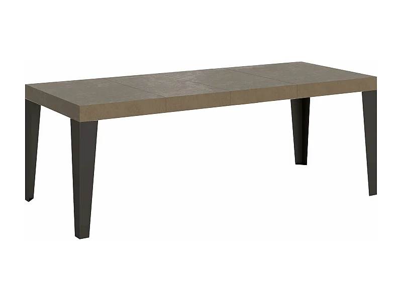 Table extensible 90x90/246 cm Flame Premium Taupe pieds anthracite