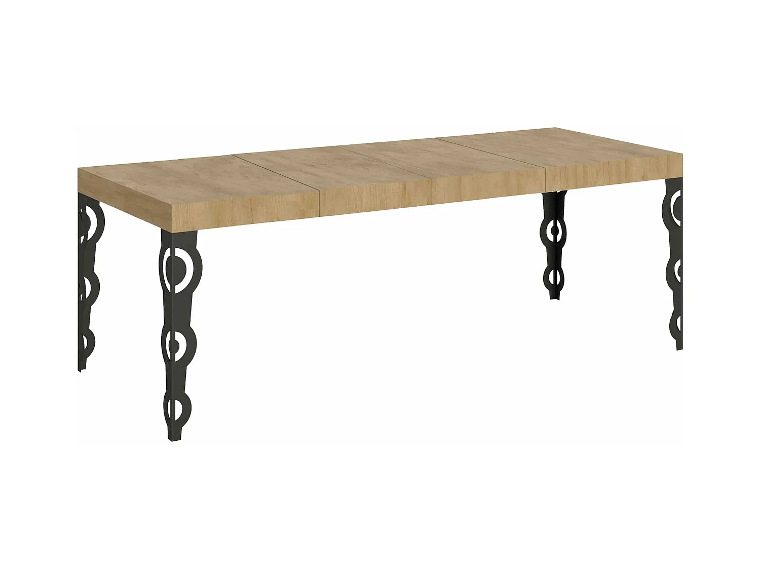 Karamay Premium Ausziehtisch 200/460x90 cm Natur Eiche anthrazit Beine