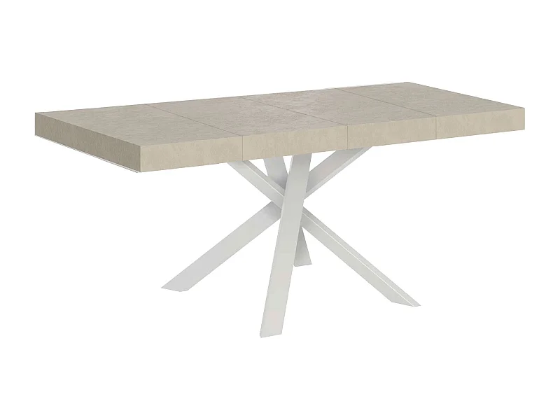 Mesa extensible 90x90/194 cm Clerk Premium tapa cachemira patas Blancas