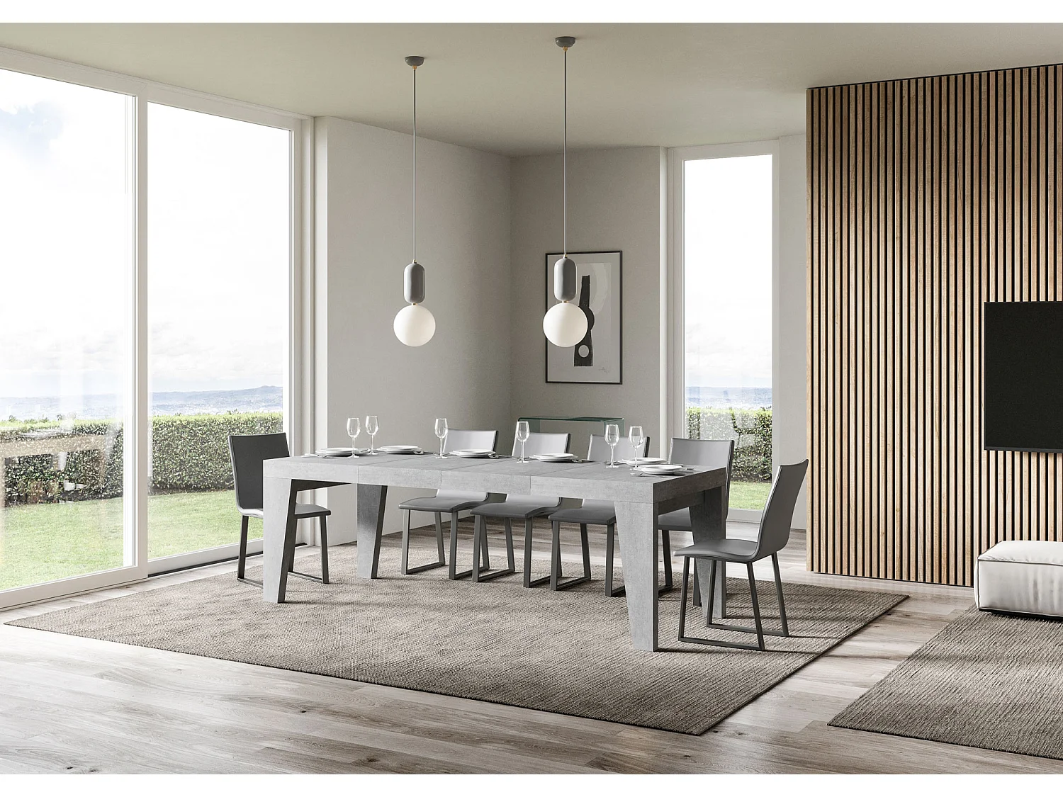 Uitschuifbare tafel 140/400x90 cm Naxy Premium beton