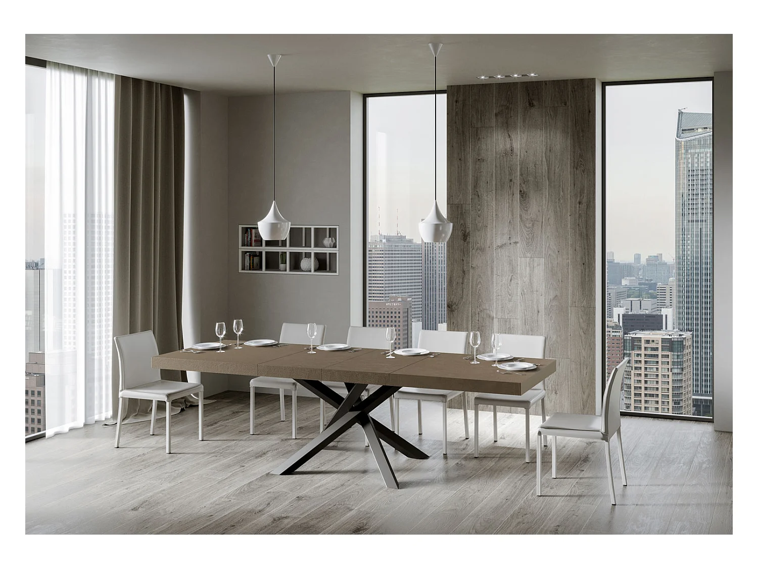 Ausziehtisch 200/304x90 cm Volantis Premium taubengrau anthrazit Beine