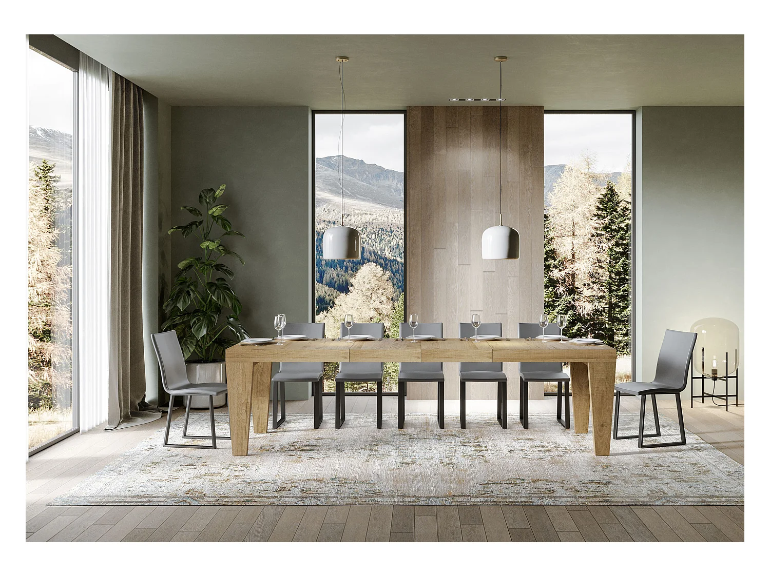 Ausziehbarer Tisch 200/460x90 cm Spimbo Premium Eiche natur