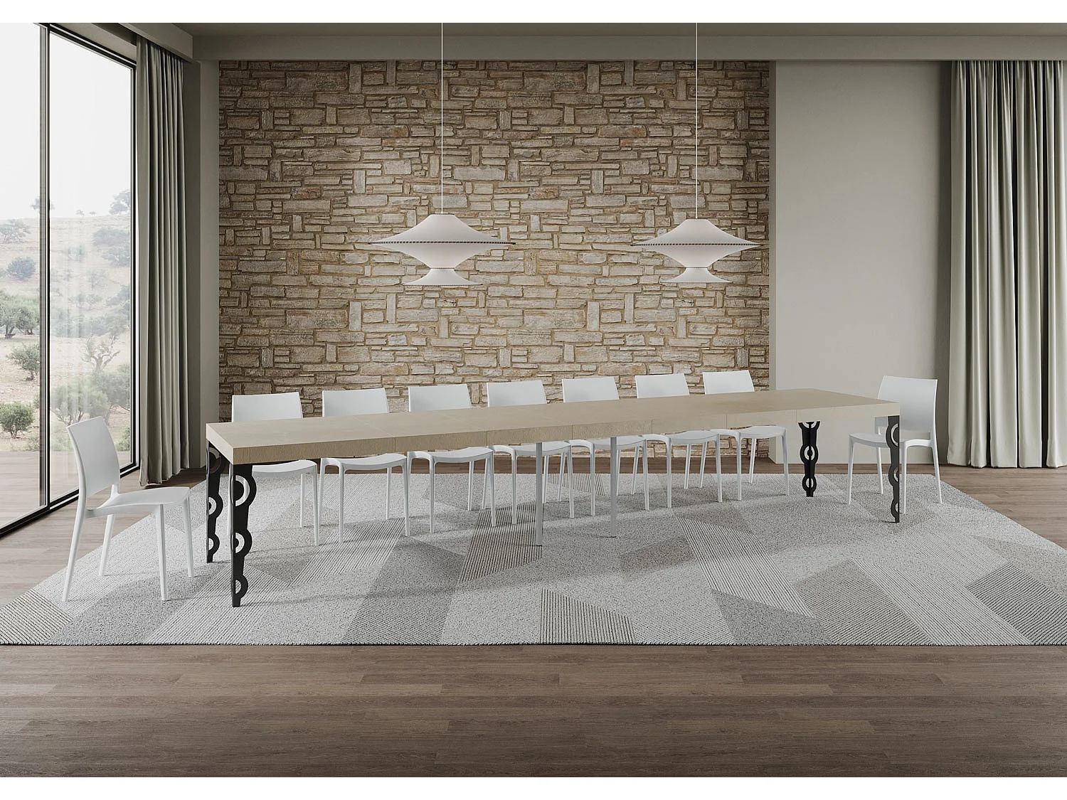 Table extensible 90x160/420 cm Karamay Premium cachemire pieds anthracite