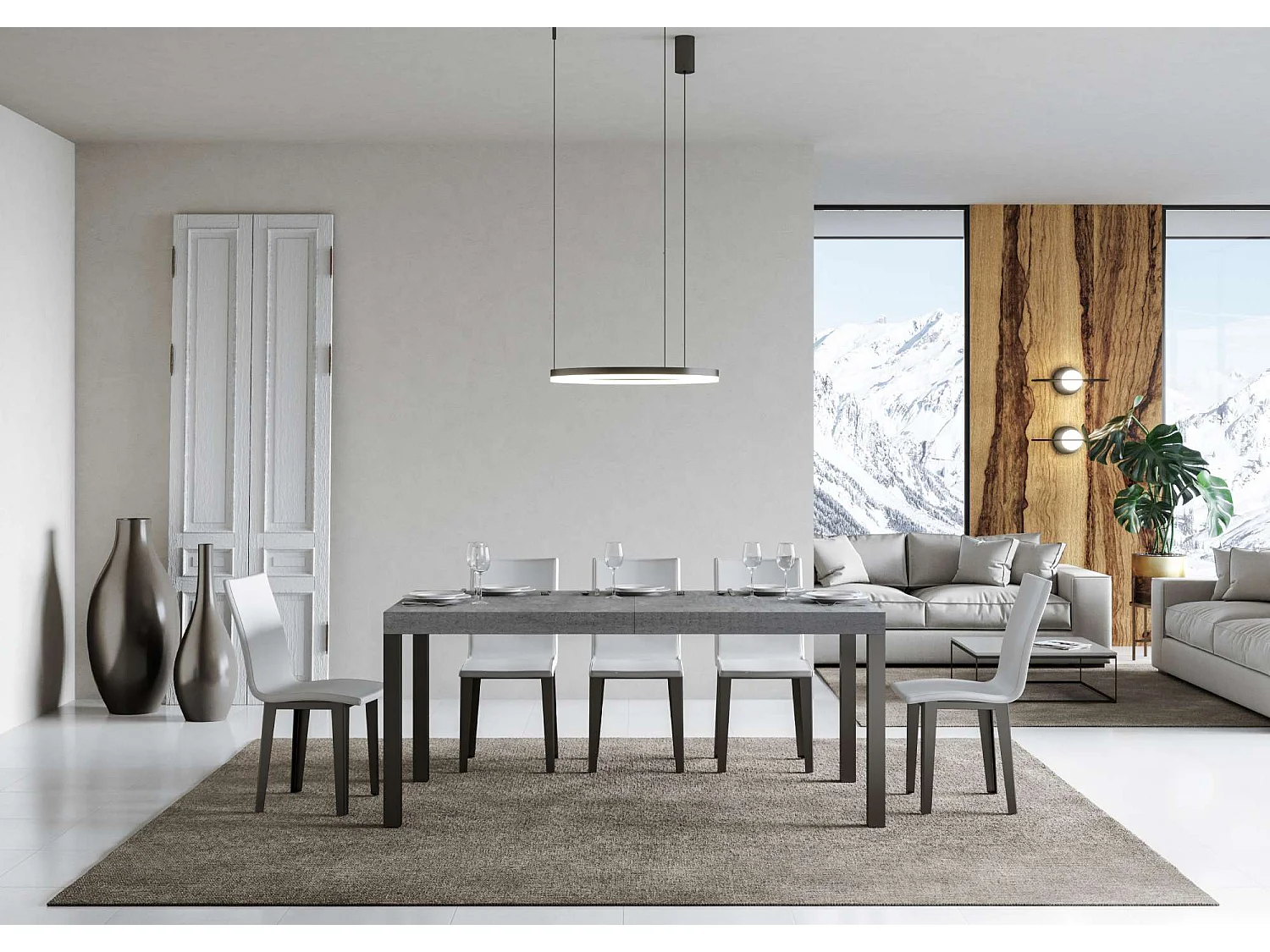 Everyday Premium Ausziehtisch 160/420x90 cm Beton Anthrazit Beine