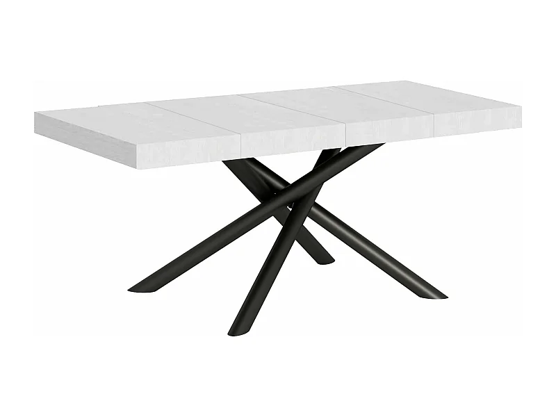 Table extensible 90x140/400 cm Famas Premium Frêne Blanc cadre Anthracite