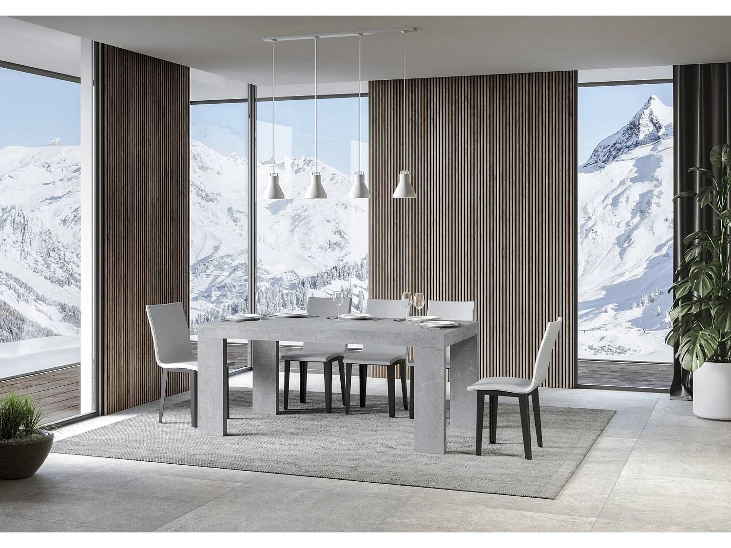 Table extensible 90x200/460 cm Roxell Premium Gris Béton