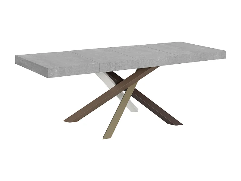 Table extensible 90x200/460 cm Volantis Premium Gris Béton cadre 4/C