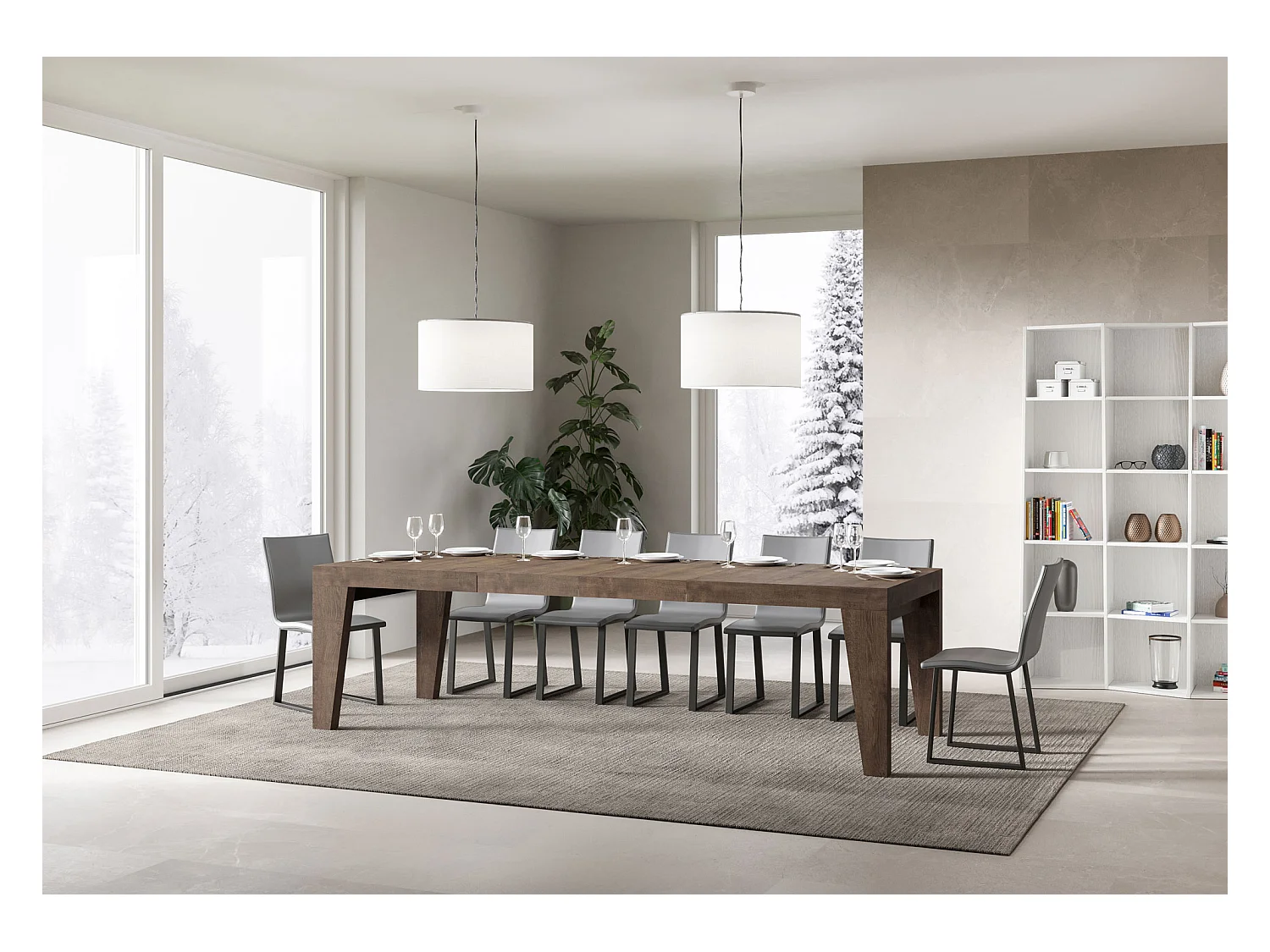 Ausziehbarer Tisch 200/460x90 cm Naxy Premium Nussbaum