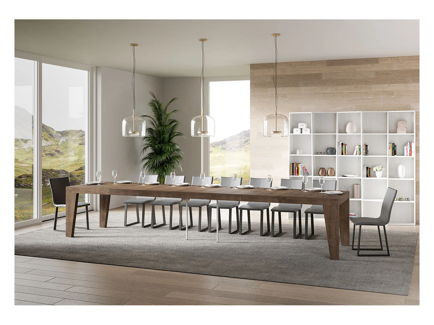 Ausziehbarer Tisch 200/460x90 cm Naxy Premium Nussbaum