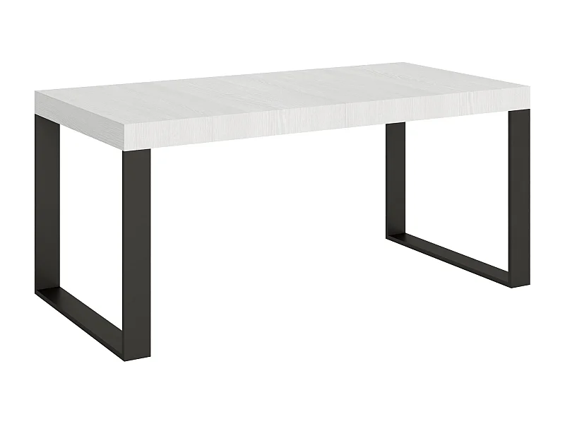 Ausziehtisch 200/304x90 cm Tecno Premium Esche weiß mit anthrazitfarbenen Beinen