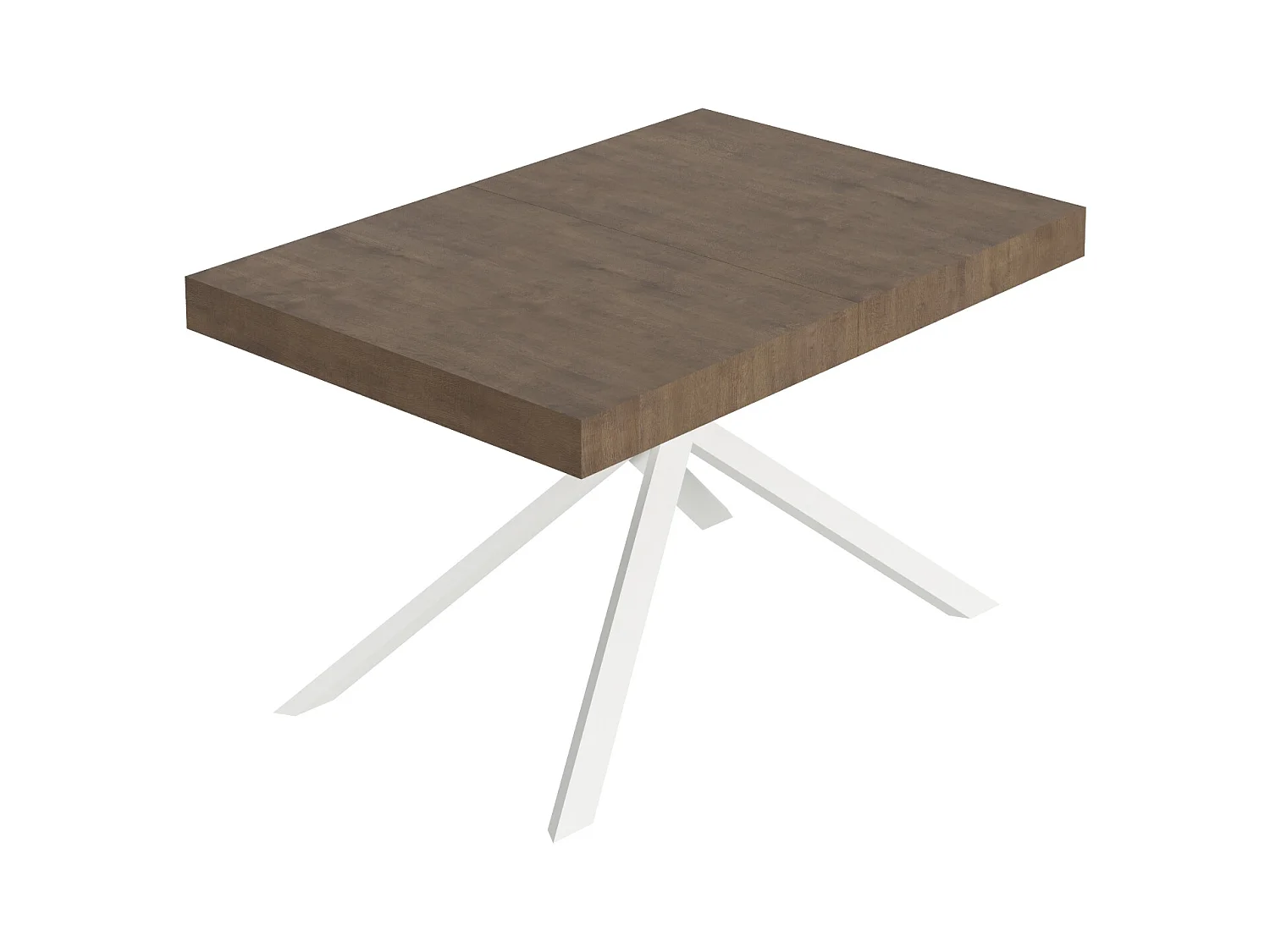 Table extensible 80x120/204 cm Niket noyer pieds blanc