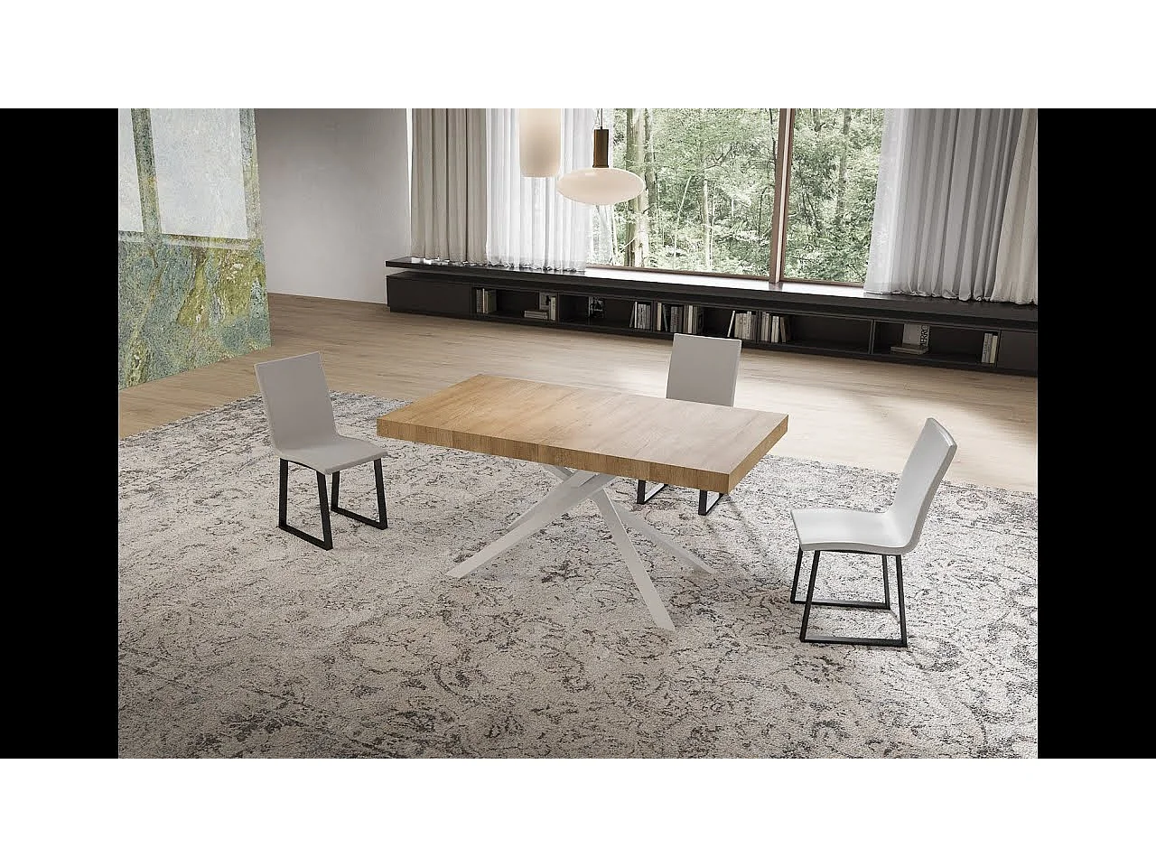 Niket walnut extendable table 120/204x80 cm with white legs