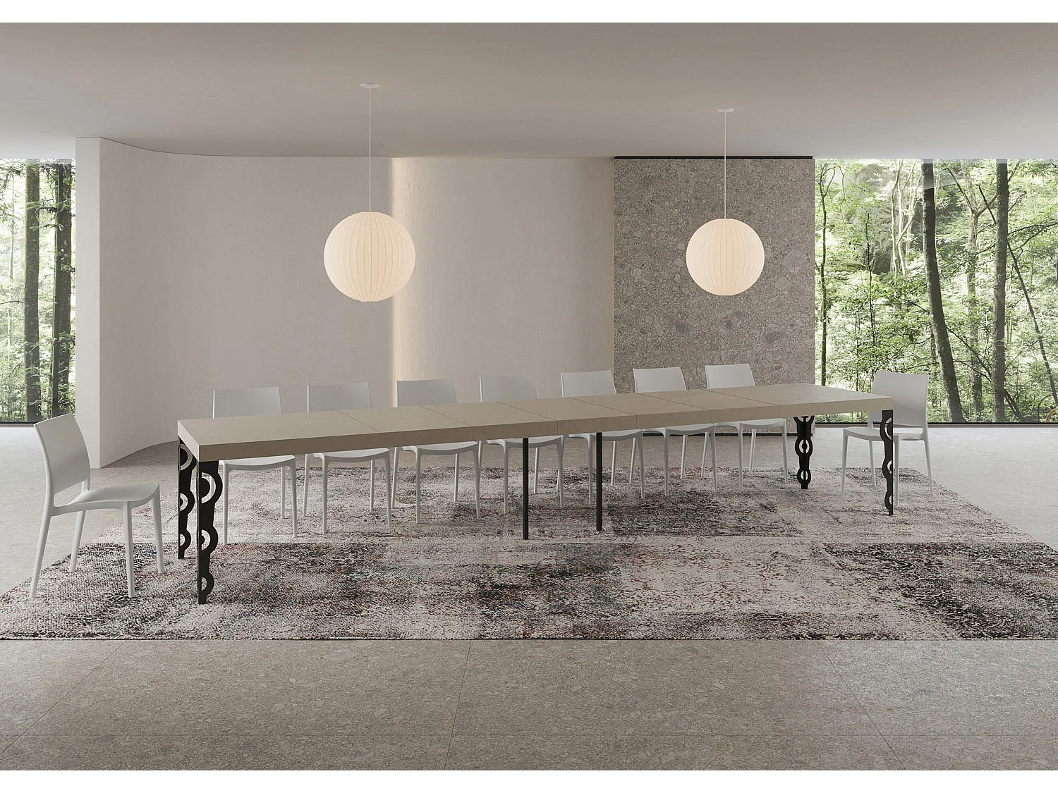 Table extensible 90x200/460 cm Karamay Premium cachemire pieds anthracite