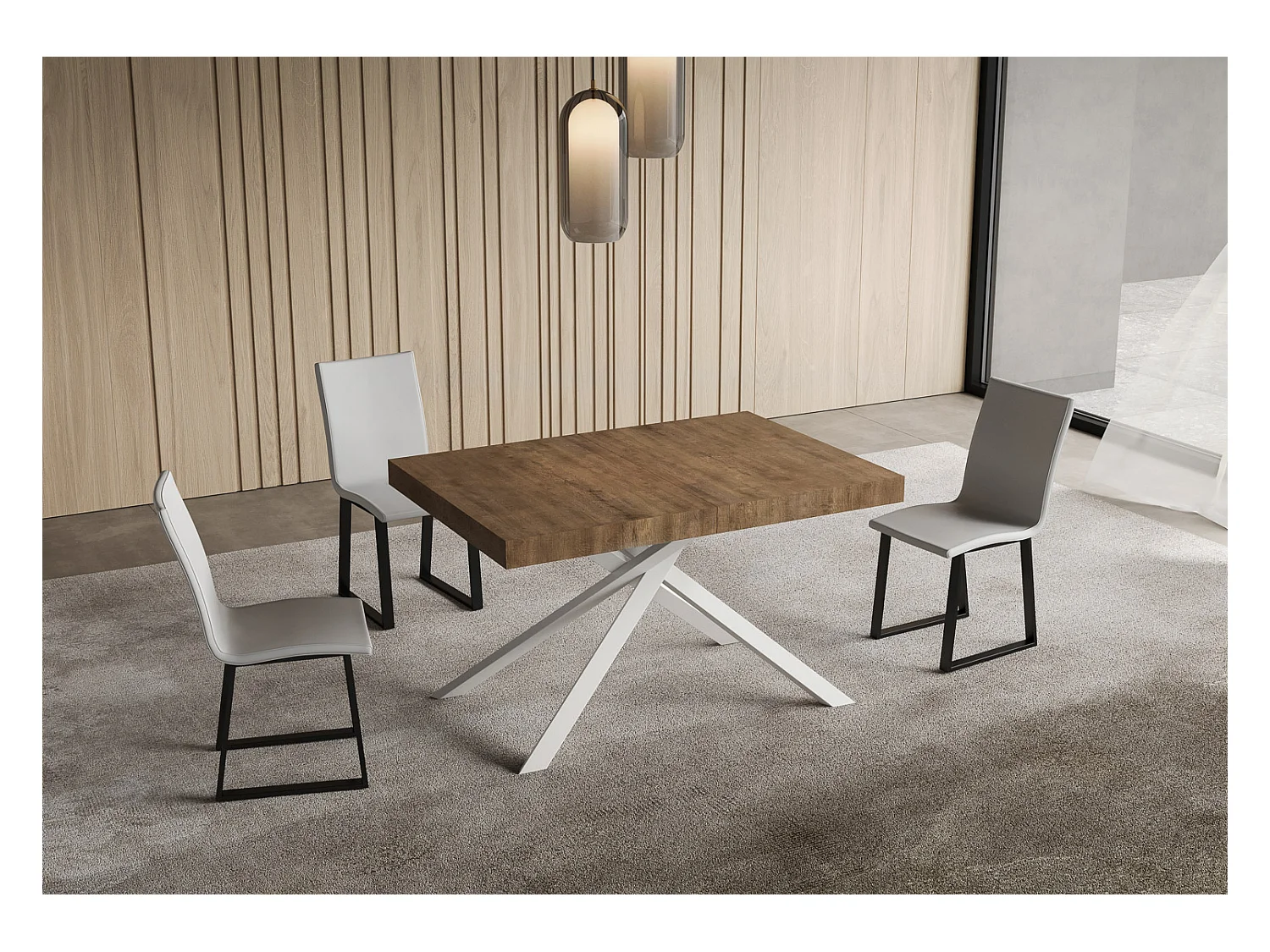 Itamoby Tavolo allungabile 90x120/224 cm Niket noce gambe bianche