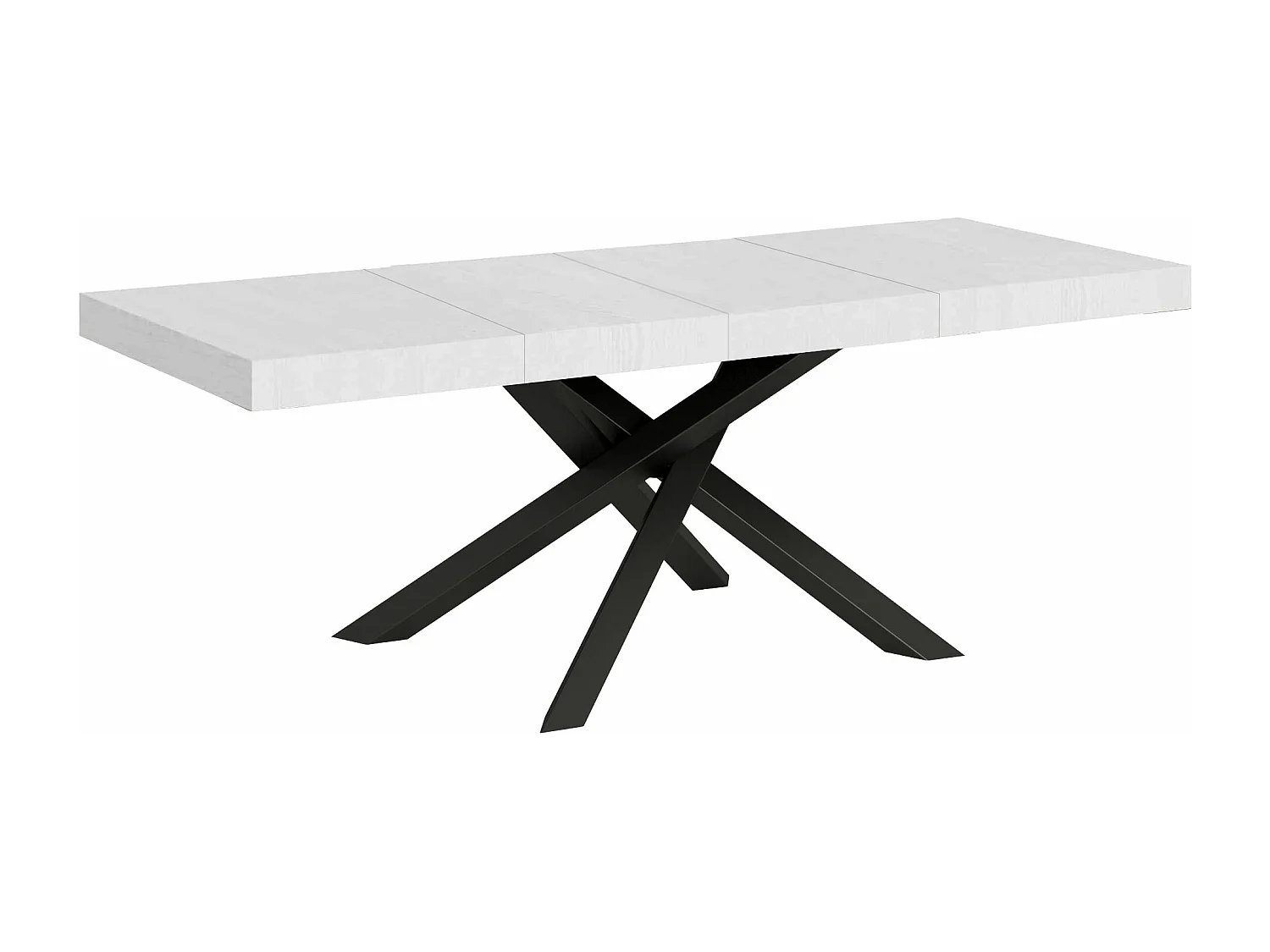 Table extensible 90x180/440 cm Volantis Premium Frêne Blanc cadre Anthracite