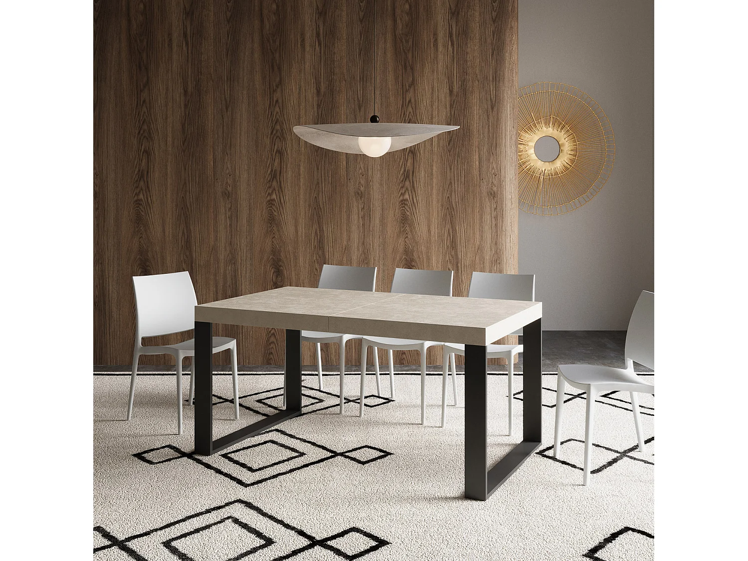 Uitschuifbare tafel 160/264x90 cm Tecno Premium kasjmier antraciet poten