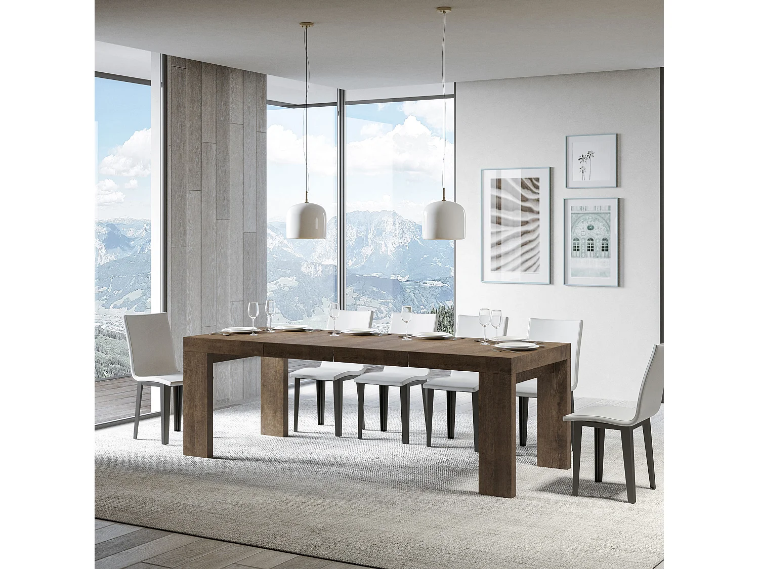 Mesa extensible 90x130/390 cm Roxell Premium Nogal