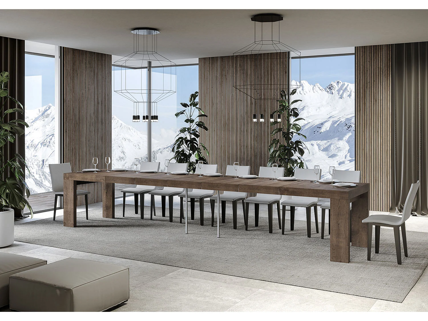 Mesa extensible 90x130/390 cm Roxell Premium Nogal