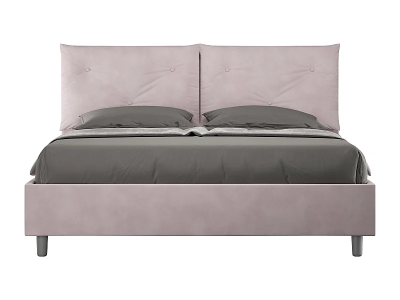 Cama con almacenaje acolchada 150x190 microfibra lila Appia Large