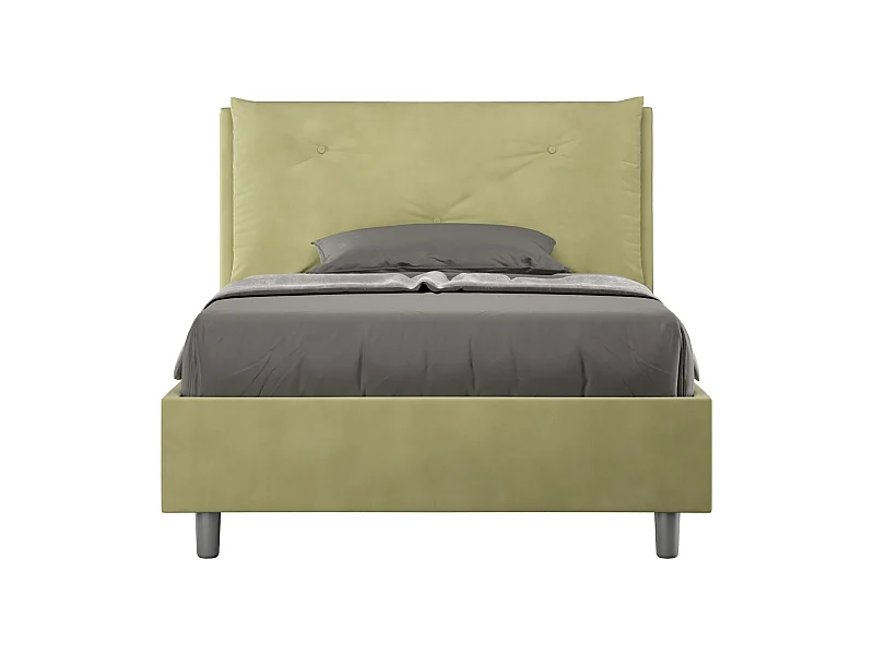 Lit 1 place et demi coffre rembourré 130x190 microfibre vert Appia Large