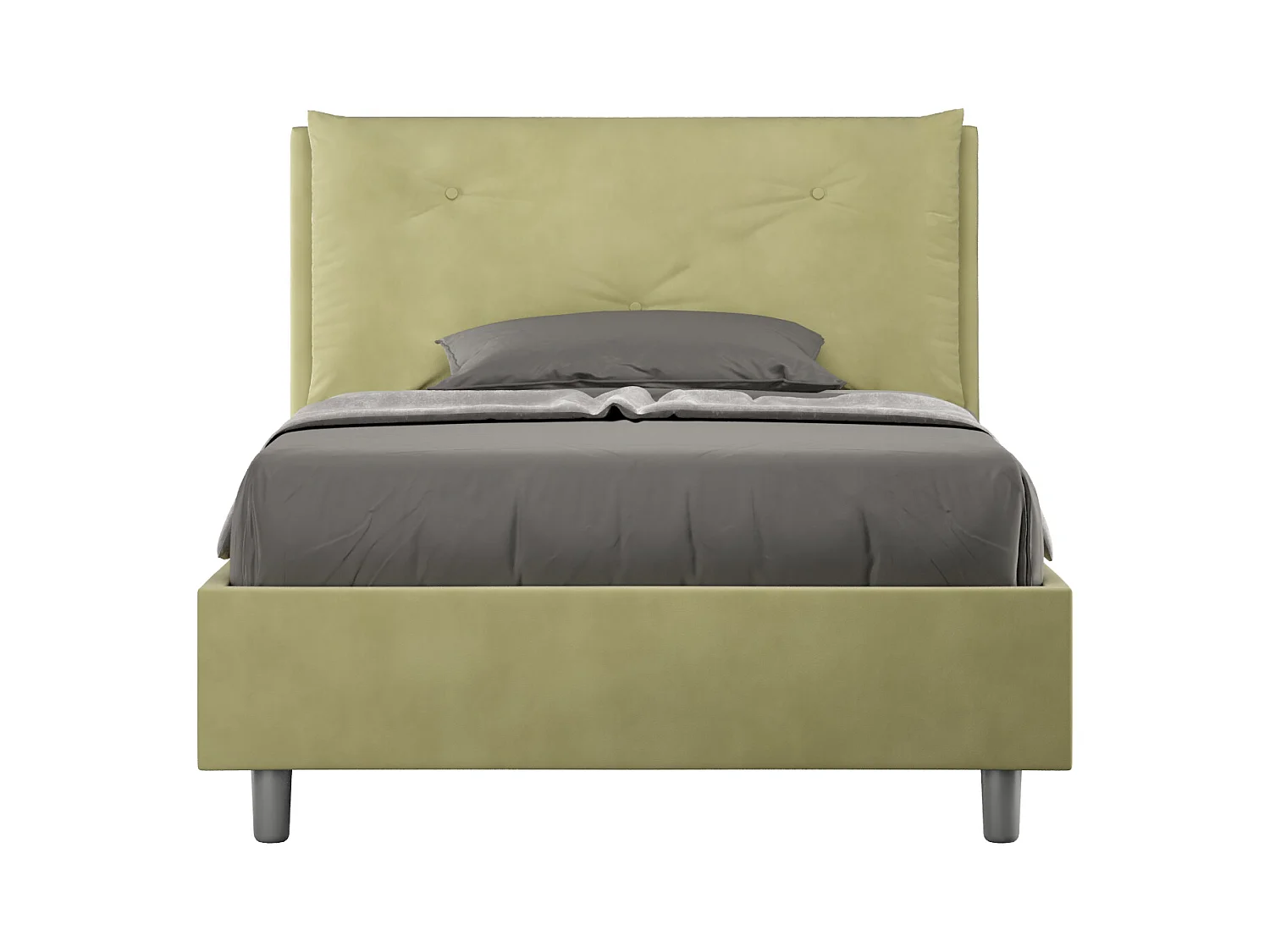 Lit 1 place et demi coffre rembourré 130x190 microfibre vert Appia Large