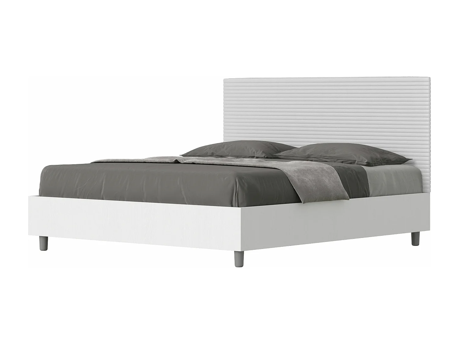 Letto matrimoniale contenitore doppia alzata 160x200 bianco frassino testata similpelle bianco Level
