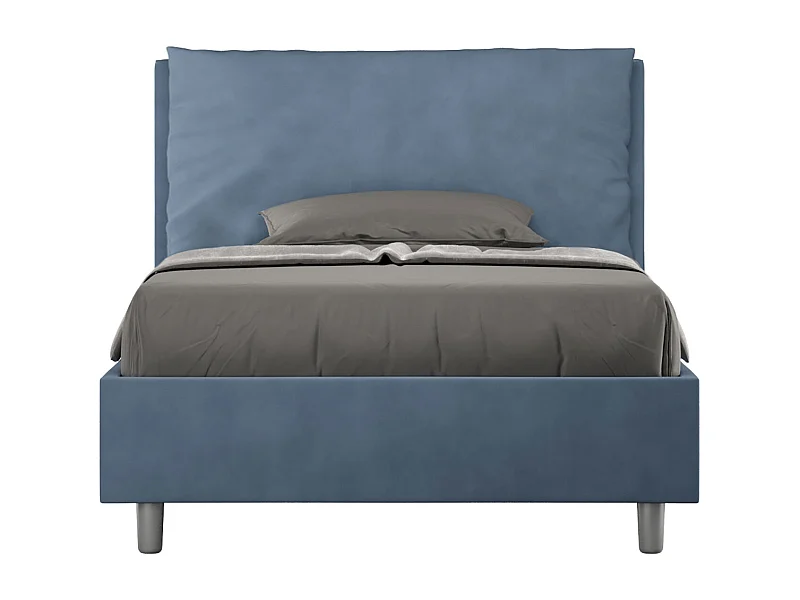 Letto una piazza e mezza contenitore imbottito 130x190 microfibra blu Antea Large