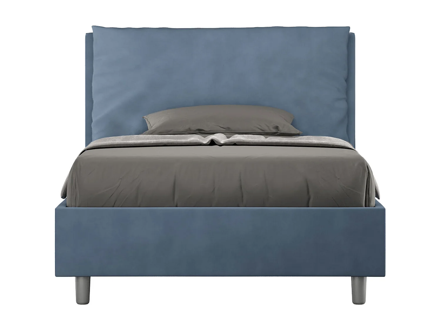 Letto una piazza e mezza contenitore imbottito 130x190 microfibra blu Antea Large