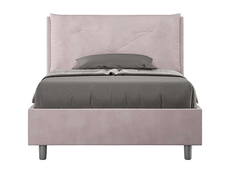 Cama de una plaza y medio con almacenaje acolchada 130x190 microfibra lila Appia Large