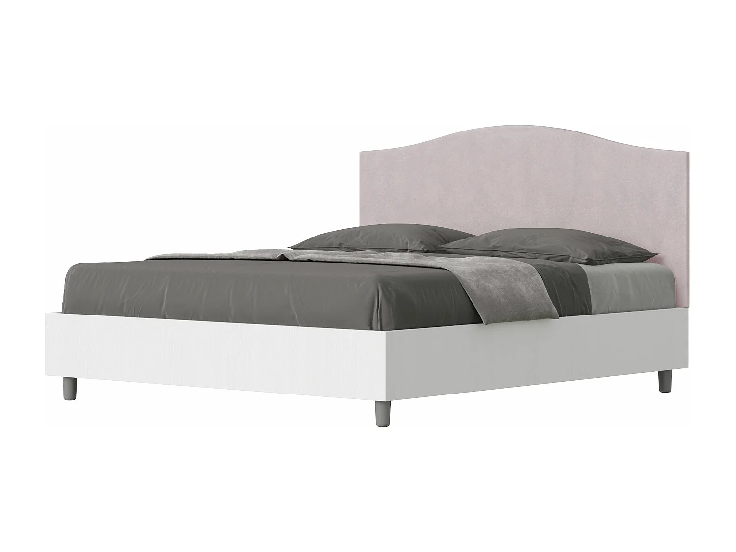 Cama doble contenedor 160x190 fresno blanco con cabecero de microfibra glicina Grace
