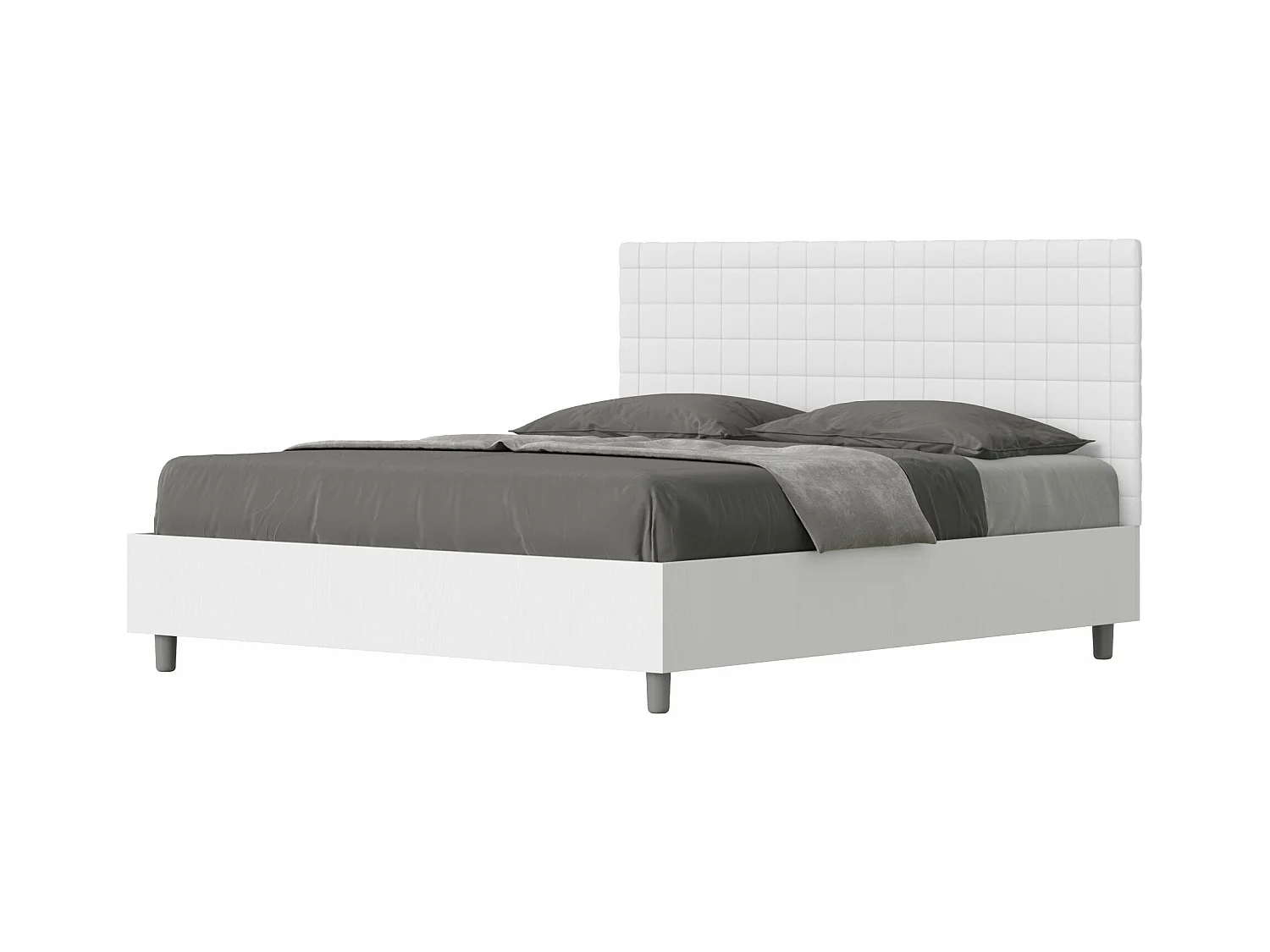 Cama doble contenedor 160x190 fresno blanco Cabecero simil piel Burmy blanco