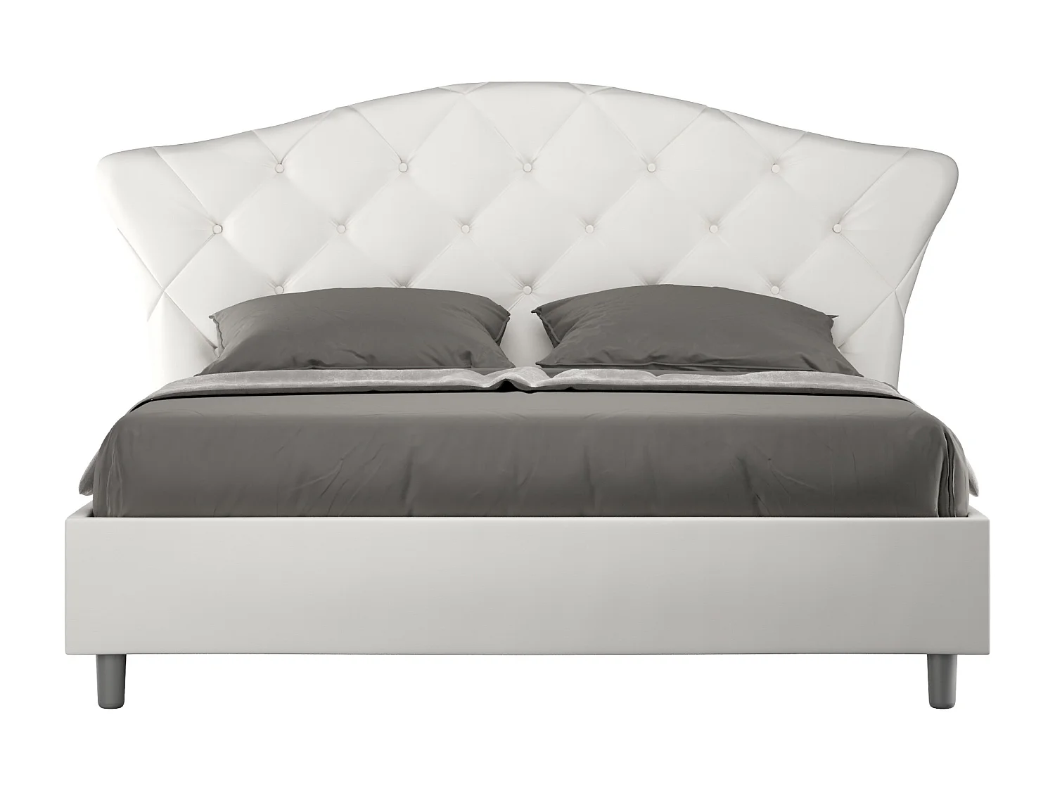 Letto matrimoniale contenitore doppia alzata imbottito 160x190 similpelle bianco Langre