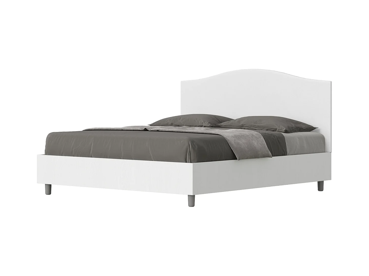 Lit double conteneur 160x190 frêne blanc avec tête de lit simili cuir Grace blanc
