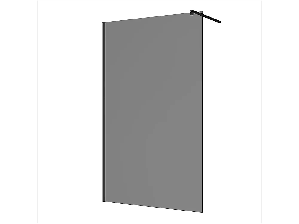 Parete walk-in 90 cm con vetro fume’ 8mm H 200 cm anticalcare reversibile con barra stabilizzatrice regolabile