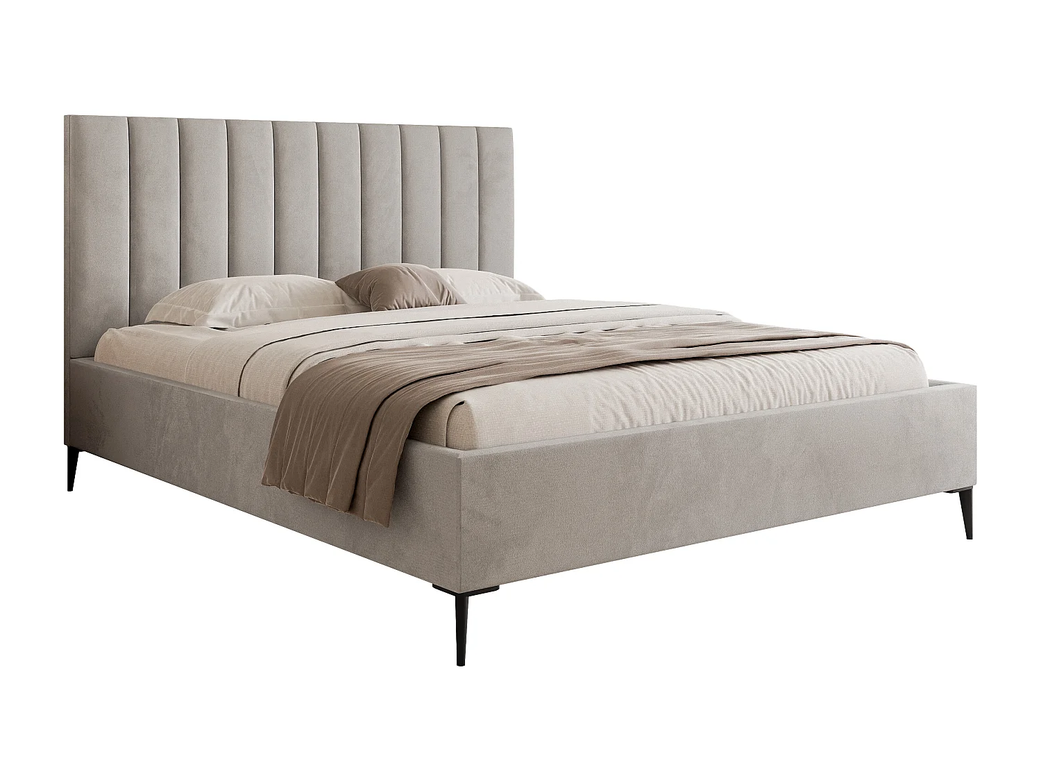 Mona SLIM III en tissu VELUTTO, Lit Tapissé Confortable - Soutien Dorsal Ergonomique 120x200 cm, Gris Clair