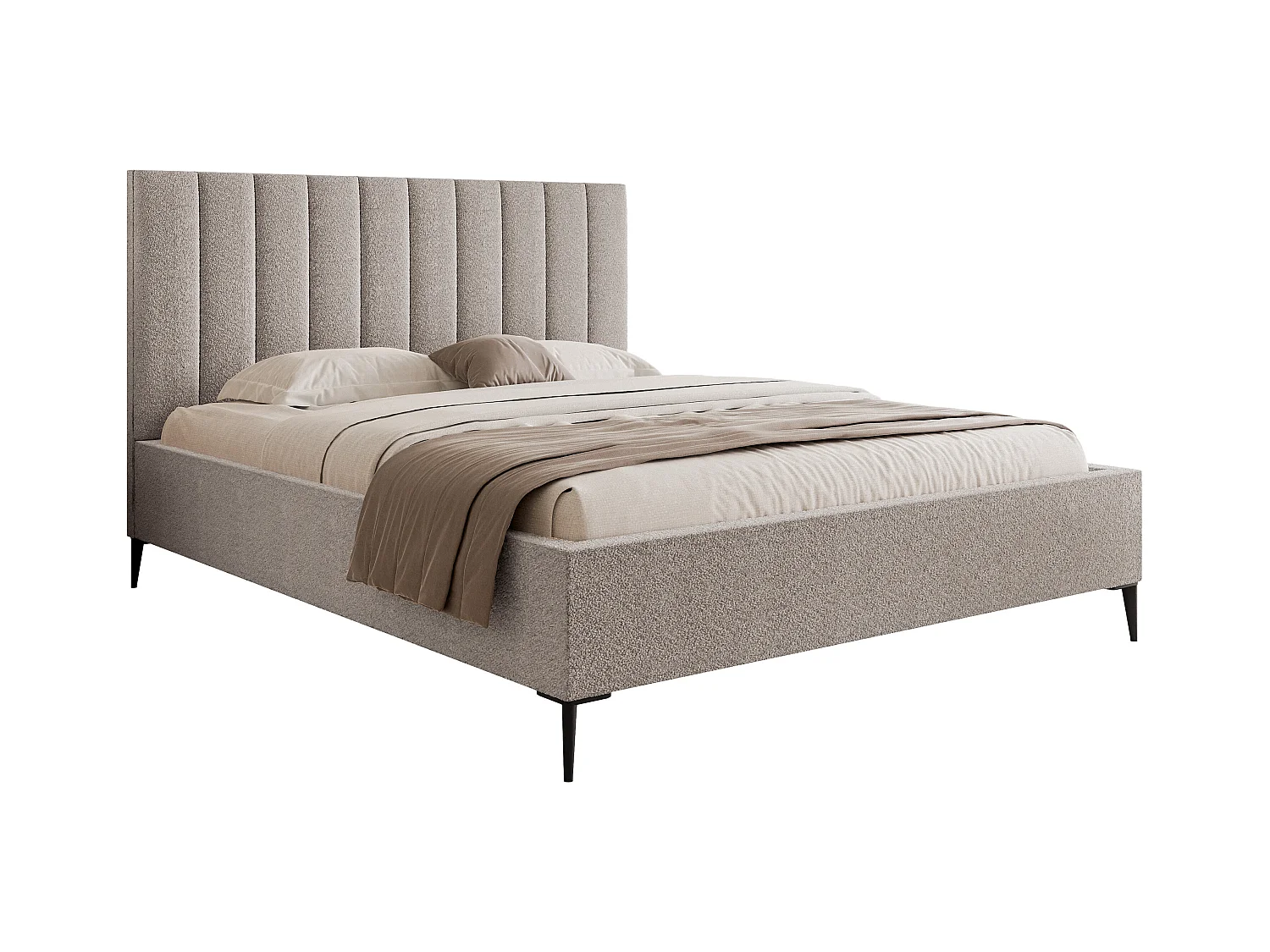 Mona SLIM III Lit rembourré pour votre chambre à coucher en tissu VELUTTO, 140x200 cm Gris