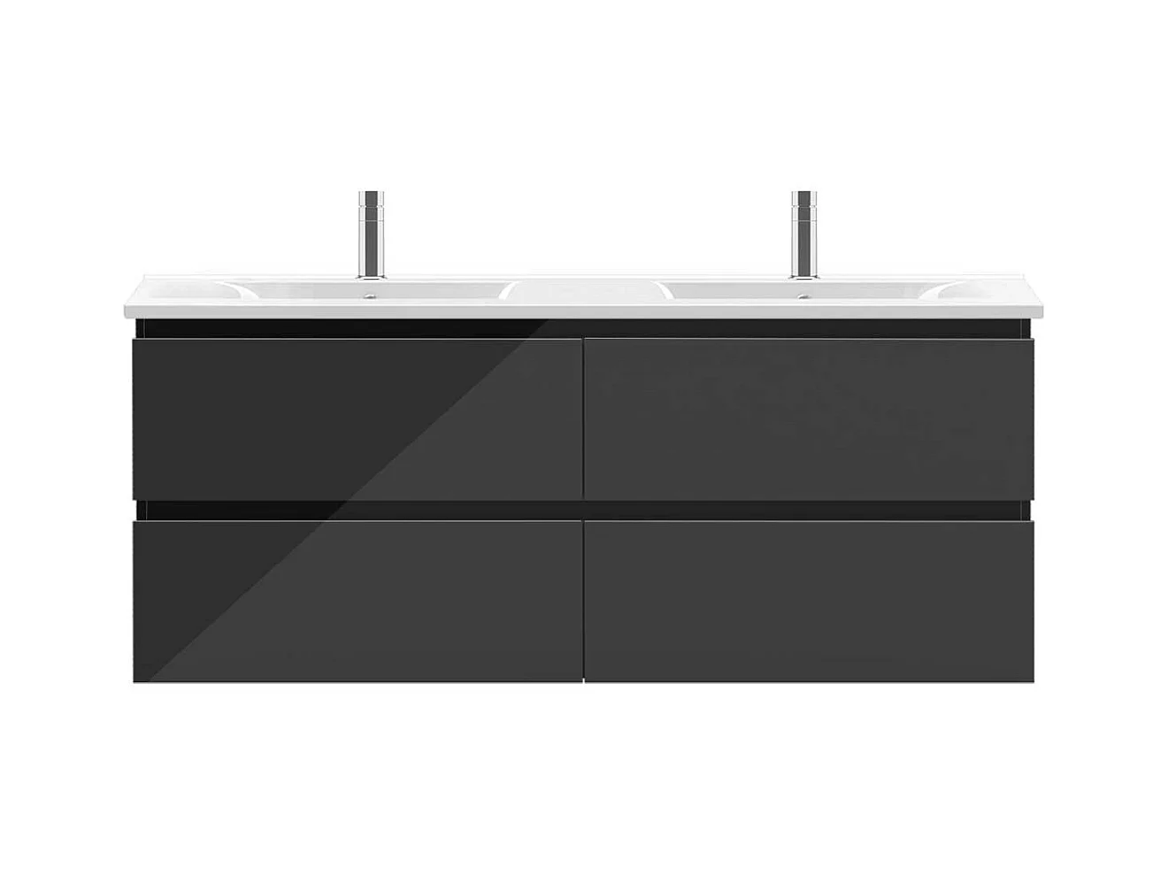 AICA Ensemble Meuble salle de bain noir 120cm avec double vasque en céramique,meuble 4 tiroirs